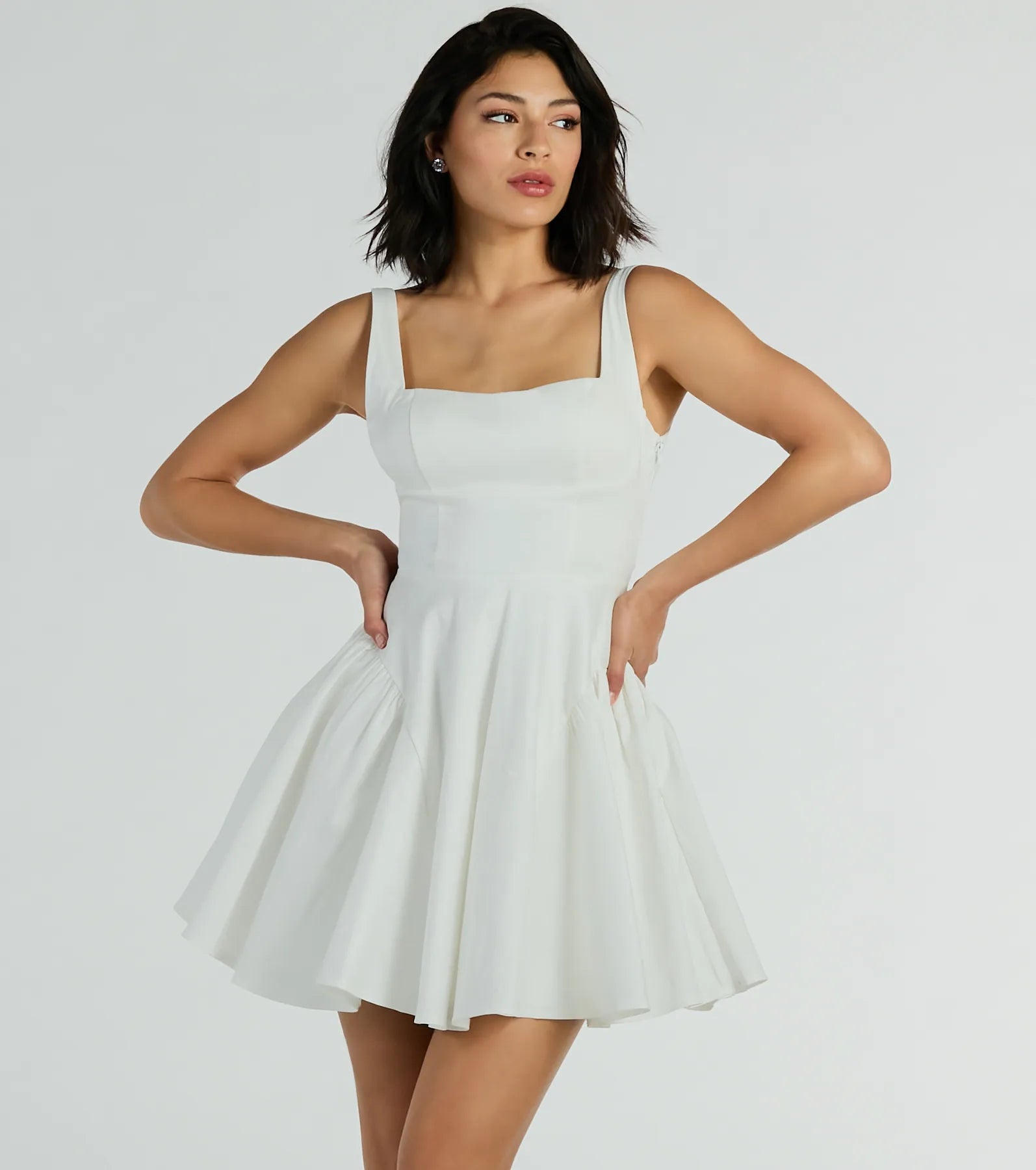 Brenda Low Back Bow Taffeta Skater Dress