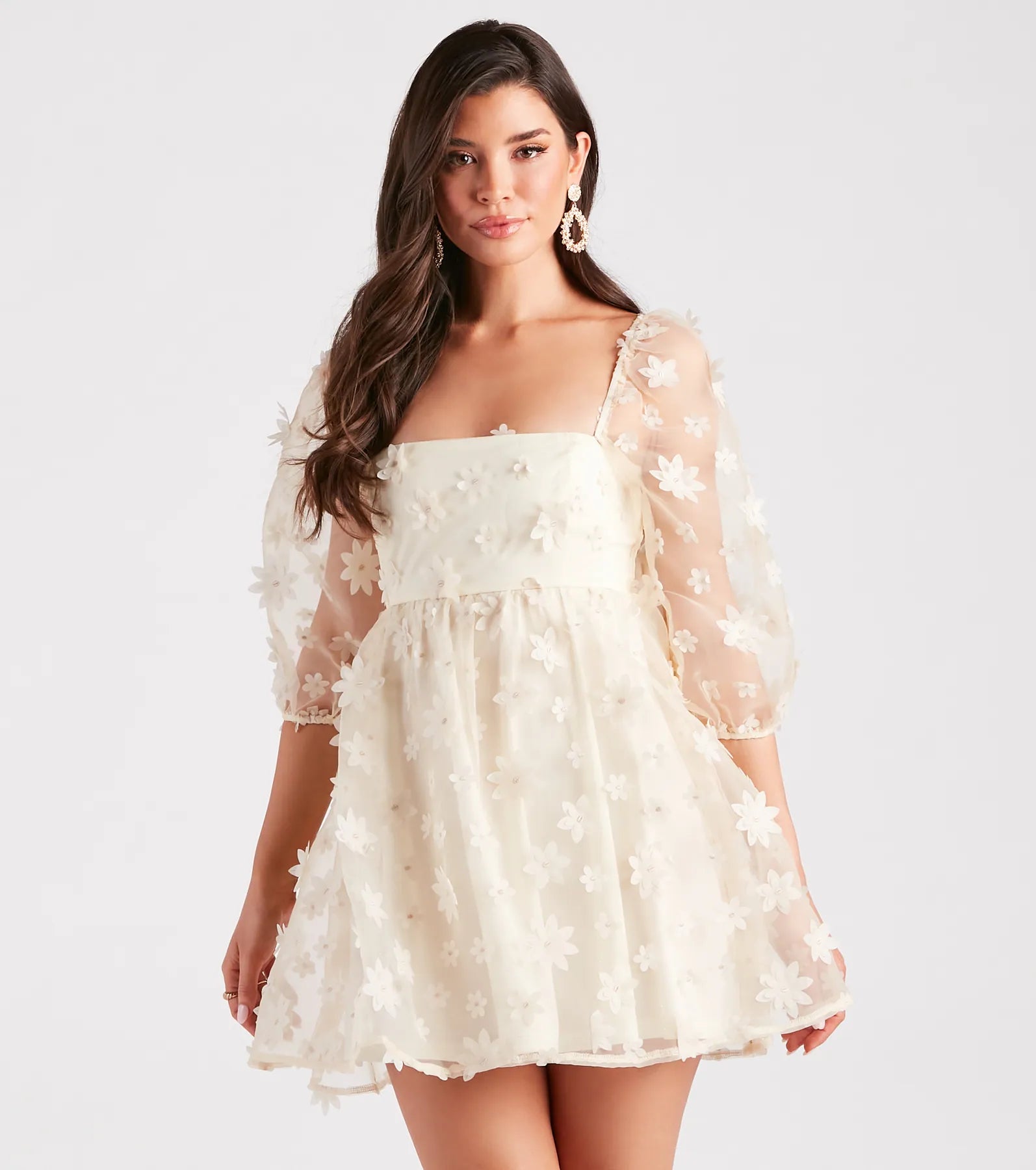 Dreaming Of Daisies Organza Babydoll Dress