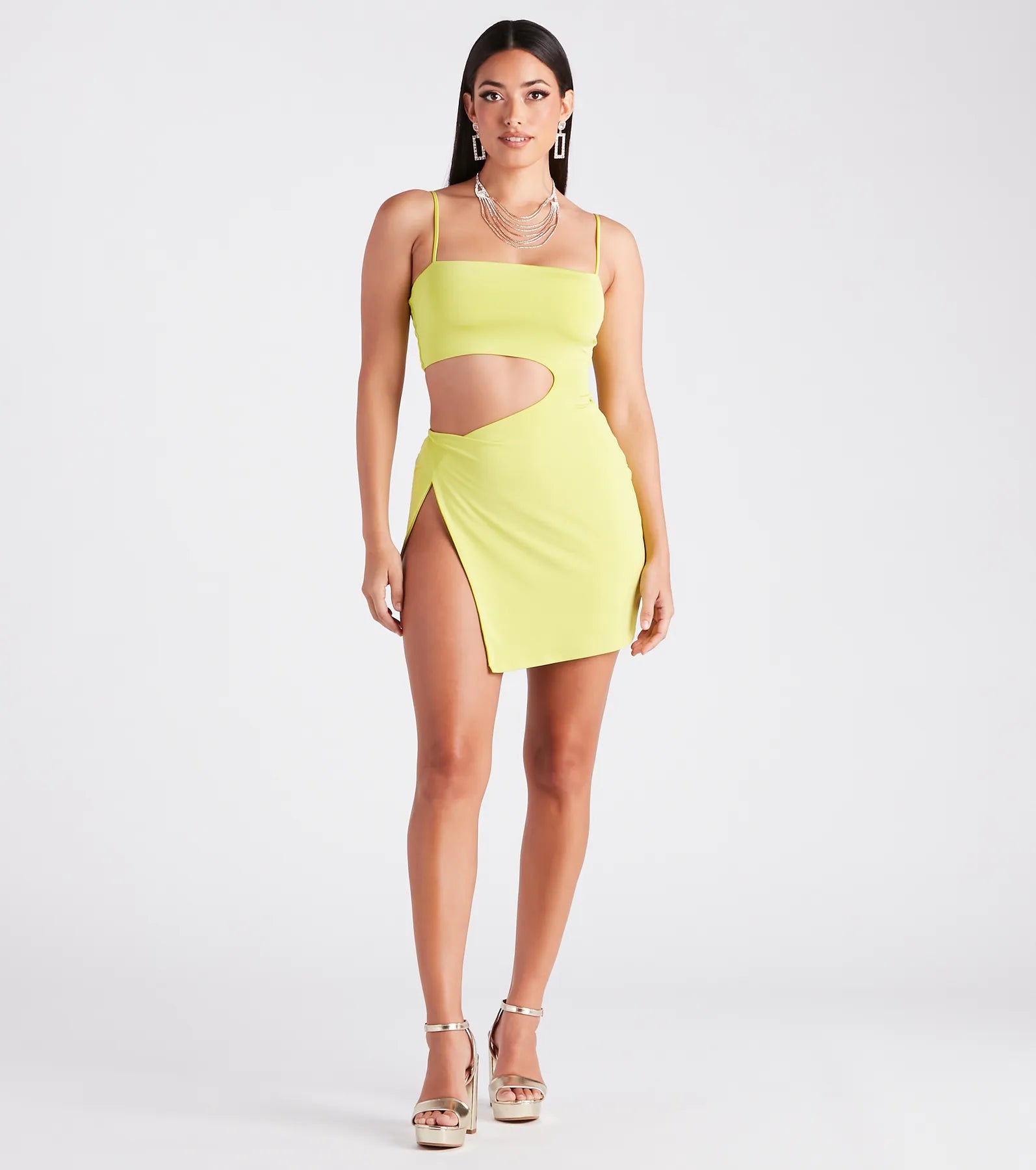 Flirt Alert Cutout High Slit Mini Dress