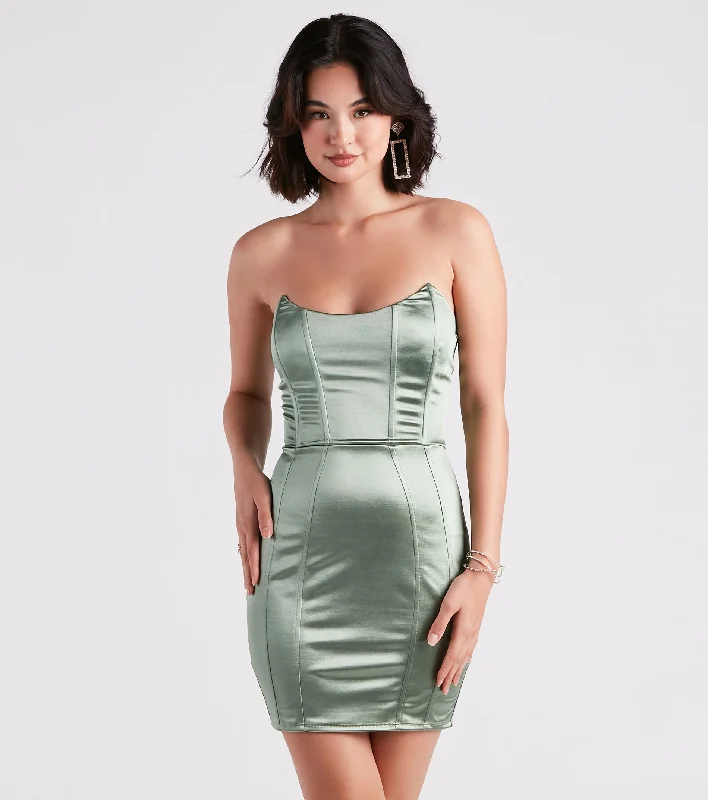 Smooth Talks Satin Bustier Dress