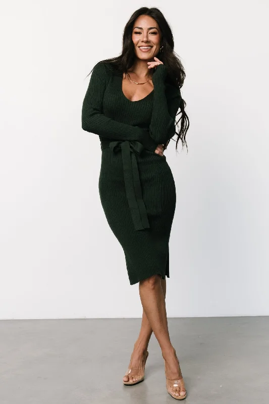 Blayne Ribbed Midi Dress | Emerald