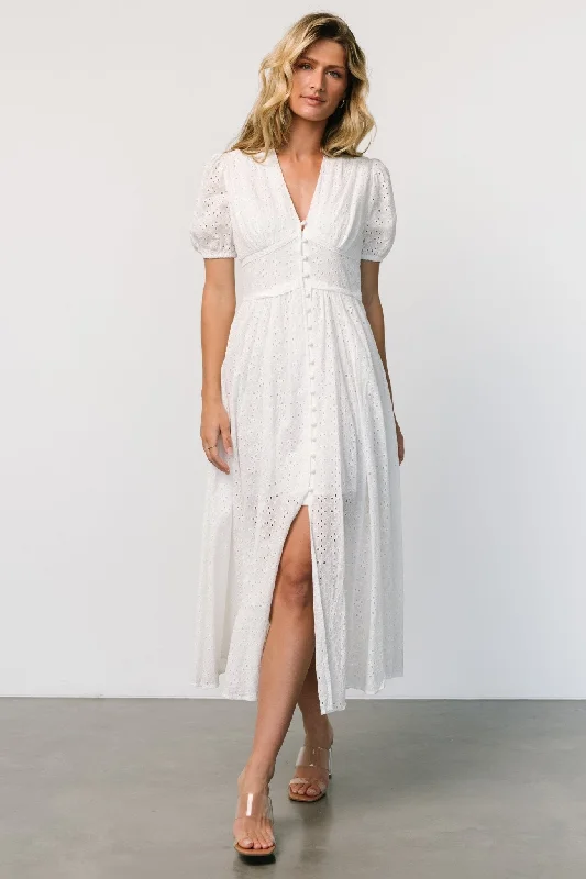 Esther Eyelet Midi Dress | Off White