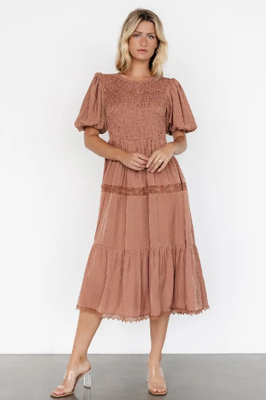 Finley Smocked Midi Dress | Light Copper