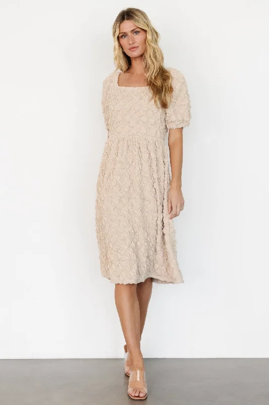 Keri Gathered Dress |  Light Taupe