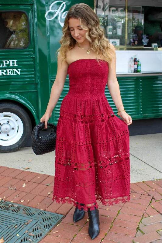 Safe Haven Midi Dress In Cherry Burgundy