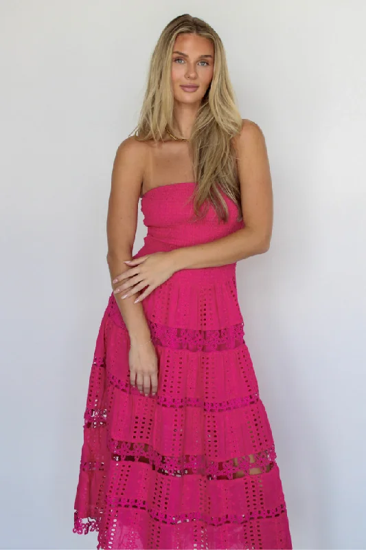 Safe Haven Midi Dress in Fuchsia