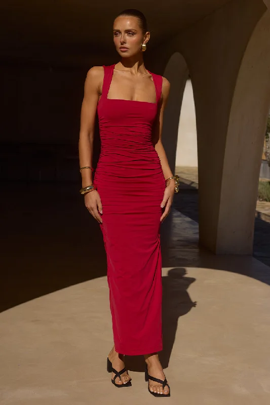 SHARNI MIDI DRESS - CHERRY RED