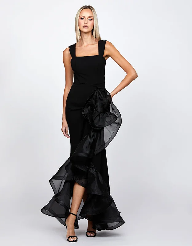 ALEXIS RUFFLE FISHTAIL HI LO GOWN B71D12HL