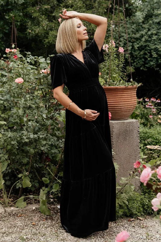 Artemis Velvet Maxi Dress | Black