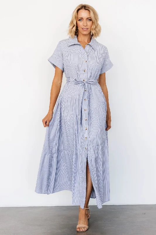 Covey Button Up Maxi Dress | Blue Stripe