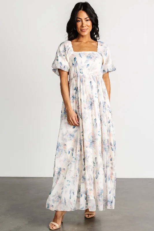 Dalia Maxi Dress | Cream + Blue Floral