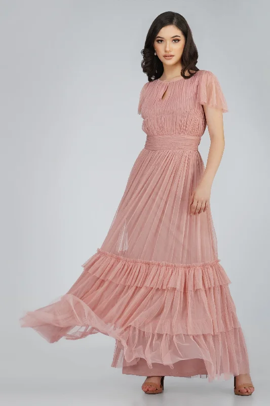 Diva Tulle Maxi Dress in Mink