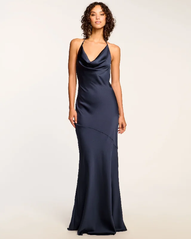 Haleigh Cowl Neck Halter Gown