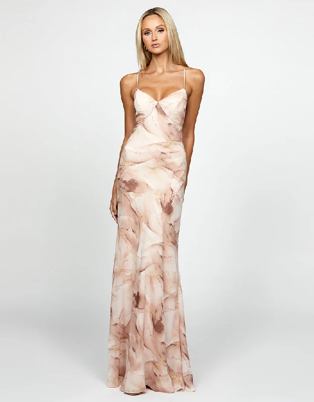 HARLEE PLUNGING CHIFFON GOWN BL69D17L