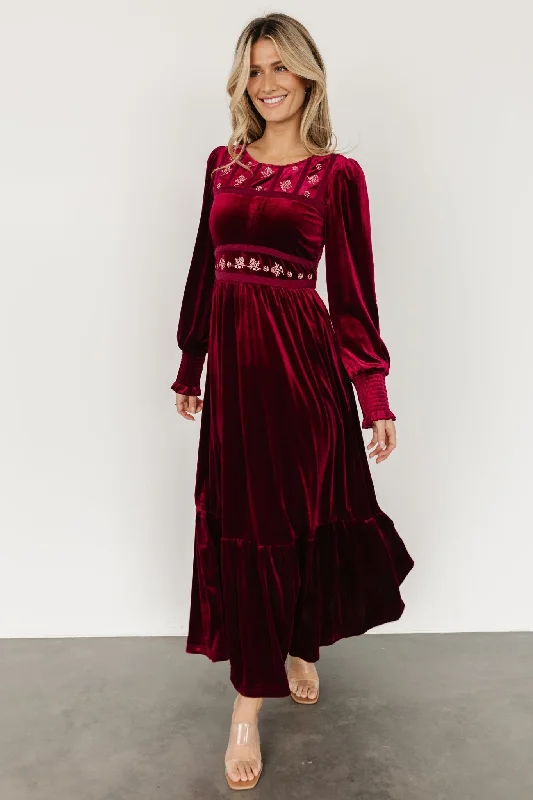 Ingrid Velvet Maxi Dress | Merlot