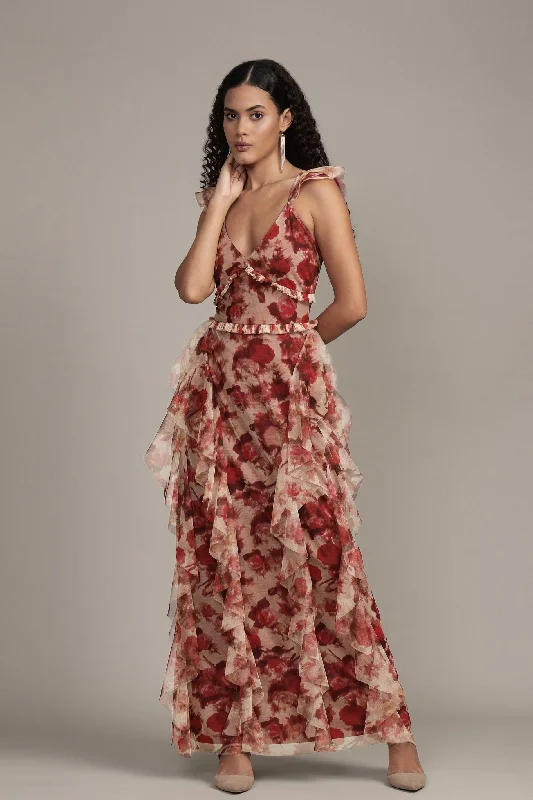 Malin Maxi Dress in Rose Floral