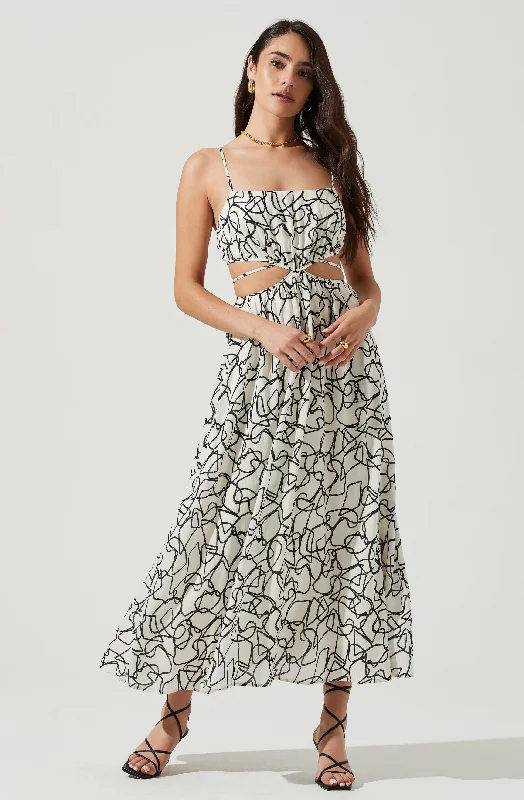 Sanger Abstract Print Cutout Maxi Dress