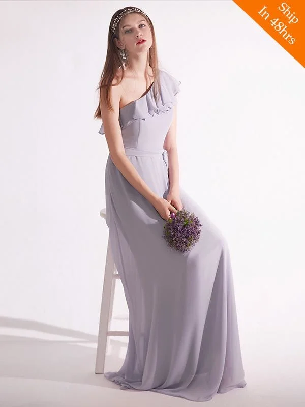 Elegant One Shoulder Chiffon A-line Ruffles Bridesmaid Dresses