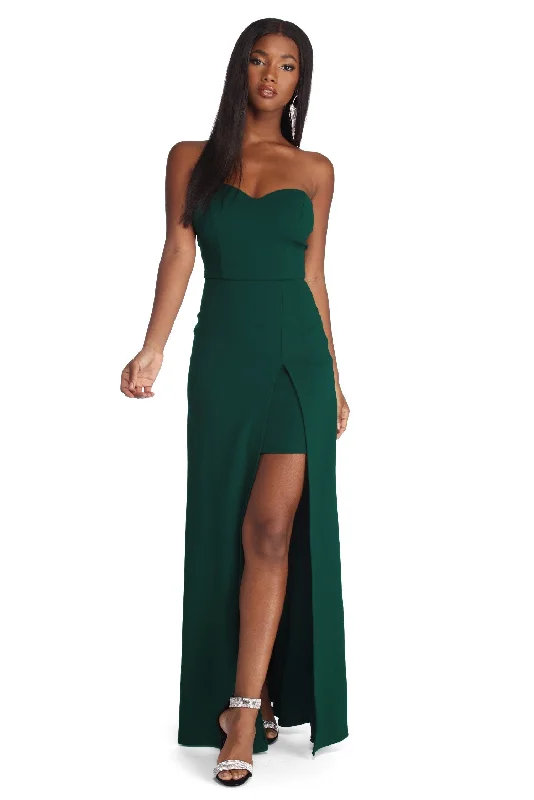 Emberly Formal High Slit Strapless Dress