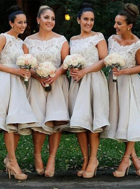 Stunning Off Shoulder Mid-Calf Organza Bridesmaid Dress